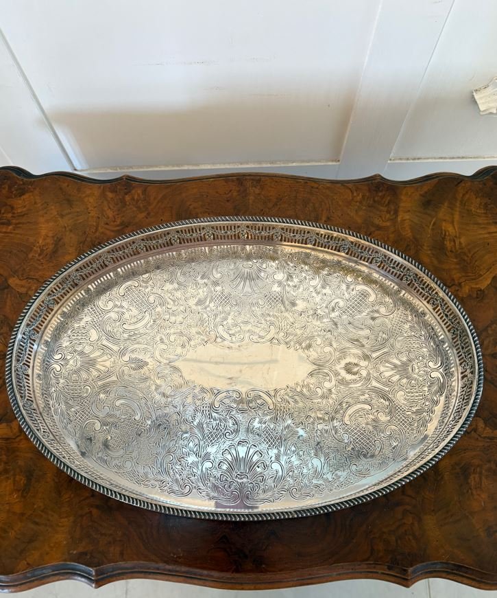 Outstanding Quality Small Antique Edwardian Silver Plated Tea Tray - Image 4